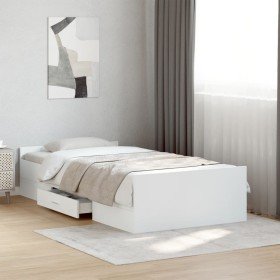 Cama con cajones madera de ingeniería blanca 75x190 cm Cama con cajones madera de ingeniería blanca 75x190 cm