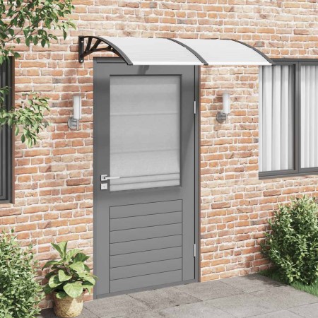 Marquesina puerta policarbonato negro y transparente 150x75 cm