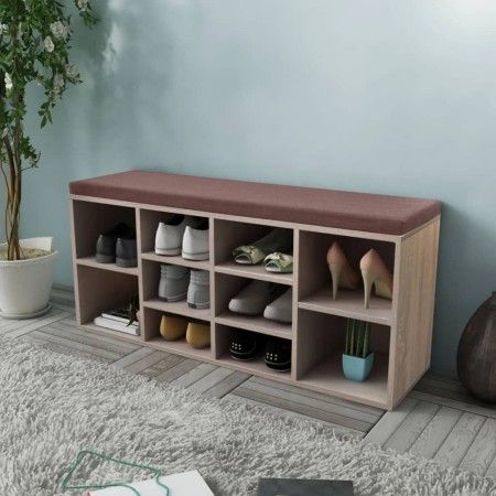 Schuhbank mit 10 eichenfarbenen Fächern von vidaXL, Bänke für Hallen und Lager - Ref: Foro24-242555, Preis: 99,06 €, Rabatt: %