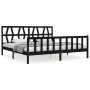 Bed frame with black solid wood headboard 200x200 cm by vidaXL, Beds and slatted bases - Ref: Foro24-3192515, Price: 206,33 €...
