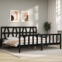 Bed frame with black solid wood headboard 200x200 cm by vidaXL, Beds and slatted bases - Ref: Foro24-3192515, Price: 208,54 €...