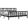 Bed frame with black solid wood headboard 200x200 cm by vidaXL, Beds and slatted bases - Ref: Foro24-3192515, Price: 206,33 €...