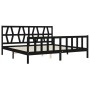Bed frame with black solid wood headboard 200x200 cm by vidaXL, Beds and slatted bases - Ref: Foro24-3192515, Price: 208,54 €...