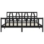Bed frame with black solid wood headboard 200x200 cm by vidaXL, Beds and slatted bases - Ref: Foro24-3192515, Price: 208,54 €...