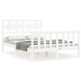 White solid wood bed frame with headboard 140x190 cm by vidaXL, Beds and slatted bases - Ref: Foro24-3192537, Price: 144,69 €...