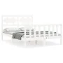 White solid wood bed frame with headboard 140x190 cm by vidaXL, Beds and slatted bases - Ref: Foro24-3192537, Price: 140,28 €...