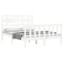 White solid wood bed frame with headboard 140x190 cm by vidaXL, Beds and slatted bases - Ref: Foro24-3192537, Price: 140,28 €...