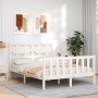 Weißer Massivholzbettrahmen mit Kopfteil 140x190 cm von vidaXL, Betten und Lattenroste - Ref: Foro24-3192537, Preis: 144,69 €...