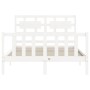 Weißer Massivholzbettrahmen mit Kopfteil 140x190 cm von vidaXL, Betten und Lattenroste - Ref: Foro24-3192537, Preis: 144,69 €...