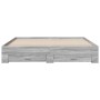 Cama con cajones madera ingeniería gris Sonoma 200x200 cm