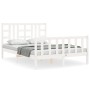 Weißer Massivholzbettrahmen mit Kopfteil 140x200 cm von vidaXL, Betten und Lattenroste - Ref: Foro24-3191972, Preis: 132,31 €...