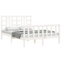 Weißer Massivholzbettrahmen mit Kopfteil 140x200 cm von vidaXL, Betten und Lattenroste - Ref: Foro24-3191972, Preis: 132,31 €...