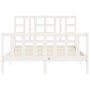 Weißer Massivholzbettrahmen mit Kopfteil 140x200 cm von vidaXL, Betten und Lattenroste - Ref: Foro24-3191972, Preis: 132,31 €...