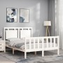 Weißer Massivholzbettrahmen mit Kopfteil 120x200 cm von vidaXL, Betten und Lattenroste - Ref: Foro24-3192162, Preis: 134,90 €...
