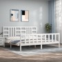 Weißer Massivholzbettrahmen mit Kopfteil 200x200 cm von vidaXL, Betten und Lattenroste - Ref: Foro24-3191992, Preis: 156,36 €...