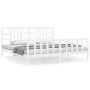 White solid wood bed frame with headboard 200x200 cm by vidaXL, Beds and slatted bases - Ref: Foro24-3191992, Price: 154,02 €...