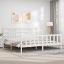 Weißer Massivholzbettrahmen mit Kopfteil 200x200 cm von vidaXL, Betten und Lattenroste - Ref: Foro24-3191992, Preis: 156,36 €...