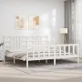 White solid wood bed frame with headboard 200x200 cm by vidaXL, Beds and slatted bases - Ref: Foro24-3191992, Price: 154,02 €...