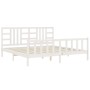 Weißer Massivholzbettrahmen mit Kopfteil 200x200 cm von vidaXL, Betten und Lattenroste - Ref: Foro24-3191992, Preis: 156,36 €...