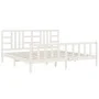 White solid wood bed frame with headboard 200x200 cm by vidaXL, Beds and slatted bases - Ref: Foro24-3191992, Price: 154,02 €...