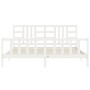 Weißer Massivholzbettrahmen mit Kopfteil 200x200 cm von vidaXL, Betten und Lattenroste - Ref: Foro24-3191992, Preis: 156,36 €...