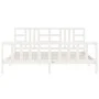 White solid wood bed frame with headboard 200x200 cm by vidaXL, Beds and slatted bases - Ref: Foro24-3191992, Price: 154,02 €...