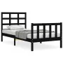 Single bed frame with black solid wood headboard by vidaXL, Beds and slatted bases - Ref: Foro24-3192065, Price: 118,12 €, Di...