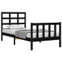 Single bed frame with black solid wood headboard by vidaXL, Beds and slatted bases - Ref: Foro24-3192065, Price: 119,73 €, Di...