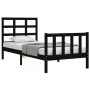 Single bed frame with black solid wood headboard by vidaXL, Beds and slatted bases - Ref: Foro24-3192065, Price: 118,12 €, Di...