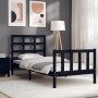 Single bed frame with black solid wood headboard by vidaXL, Beds and slatted bases - Ref: Foro24-3192065, Price: 119,73 €, Di...