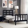 Single bed frame with black solid wood headboard by vidaXL, Beds and slatted bases - Ref: Foro24-3192065, Price: 118,12 €, Di...