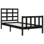 Single bed frame with black solid wood headboard by vidaXL, Beds and slatted bases - Ref: Foro24-3192065, Price: 118,12 €, Di...