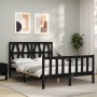 Bed frame with black solid wood headboard 140x190 cm by vidaXL, Beds and slatted bases - Ref: Foro24-3192475, Price: 178,86 €...