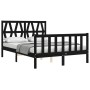 Bed frame with black solid wood headboard 140x190 cm by vidaXL, Beds and slatted bases - Ref: Foro24-3192475, Price: 178,86 €...