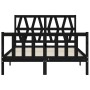 Bed frame with black solid wood headboard 140x190 cm by vidaXL, Beds and slatted bases - Ref: Foro24-3192475, Price: 178,86 €...