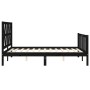 Bed frame with black solid wood headboard 140x190 cm by vidaXL, Beds and slatted bases - Ref: Foro24-3192475, Price: 178,86 €...