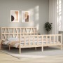 Bed frame with solid wood headboard 200x200 cm by vidaXL, Beds and slatted bases - Ref: Foro24-3192511, Price: 145,62 €, Disc...
