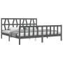 Gray solid wood bed frame with headboard 200x200 cm by vidaXL, Beds and slatted bases - Ref: Foro24-3192513, Price: 172,98 €,...