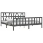 Gray solid wood bed frame with headboard 200x200 cm by vidaXL, Beds and slatted bases - Ref: Foro24-3192513, Price: 170,83 €,...