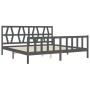 Gray solid wood bed frame with headboard 200x200 cm by vidaXL, Beds and slatted bases - Ref: Foro24-3192513, Price: 172,98 €,...