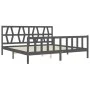 Gray solid wood bed frame with headboard 200x200 cm by vidaXL, Beds and slatted bases - Ref: Foro24-3192513, Price: 170,83 €,...