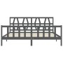 Gray solid wood bed frame with headboard 200x200 cm by vidaXL, Beds and slatted bases - Ref: Foro24-3192513, Price: 172,98 €,...