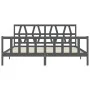 Gray solid wood bed frame with headboard 200x200 cm by vidaXL, Beds and slatted bases - Ref: Foro24-3192513, Price: 170,83 €,...