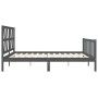 Gray solid wood bed frame with headboard 200x200 cm by vidaXL, Beds and slatted bases - Ref: Foro24-3192513, Price: 172,98 €,...