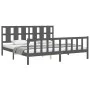 Gray solid wood bed frame with headboard 200x200 cm by vidaXL, Beds and slatted bases - Ref: Foro24-3192253, Price: 177,71 €,...