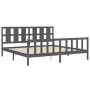 Gray solid wood bed frame with headboard 200x200 cm by vidaXL, Beds and slatted bases - Ref: Foro24-3192253, Price: 177,71 €,...