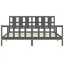 Gray solid wood bed frame with headboard 200x200 cm by vidaXL, Beds and slatted bases - Ref: Foro24-3192253, Price: 177,71 €,...