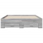 Cama con cajones madera ingeniería gris Sonoma 120x200 cm