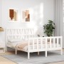 Weißer Massivholzbettrahmen mit Kopfteil 120x200 cm von vidaXL, Betten und Lattenroste - Ref: Foro24-3192487, Preis: 142,01 €...