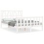 Weißer Massivholzbettrahmen mit Kopfteil 120x200 cm von vidaXL, Betten und Lattenroste - Ref: Foro24-3192487, Preis: 142,01 €...